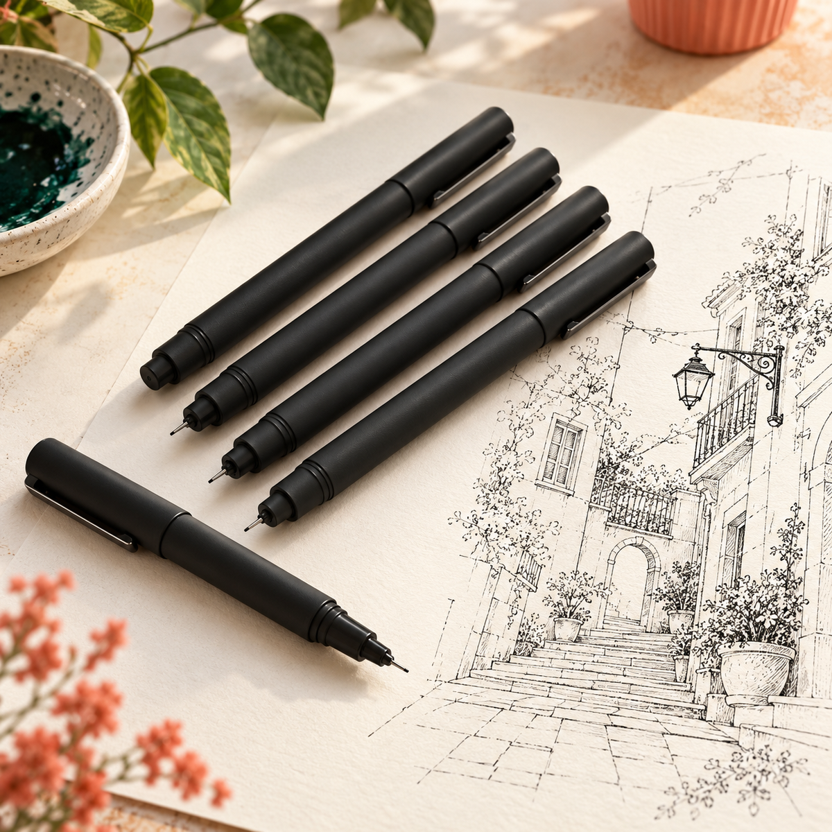 Fine Line Drawing Pens — generated design illustration